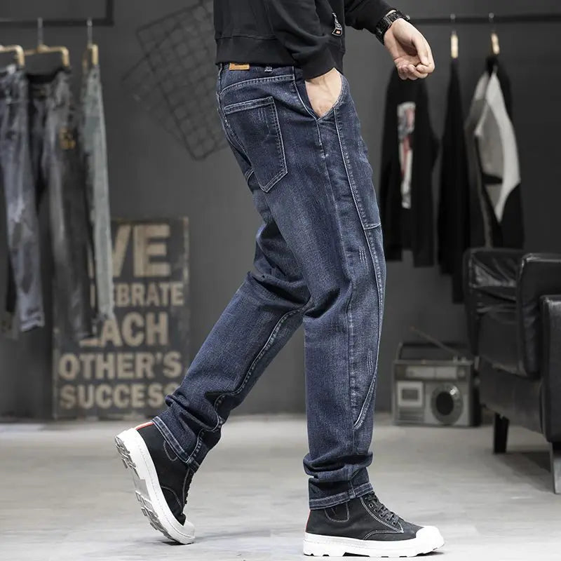 Summer Designer Clothes High Quality Punk Harajuku Fashion Casual Plus Size Slim Fit Denim Jeans for  2025 Cowboy Pants for Men