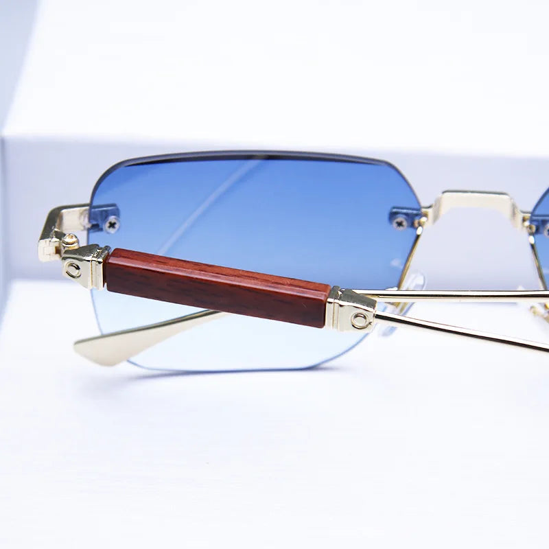 Rimless Sunglasses Rectangle Fashion Popular Women Men Shades New Square Sun Glasses For Female Male Summer Traveling Oculos