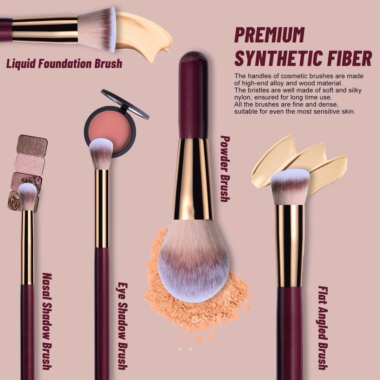 14 PCS Makeup Brush Set With Illuminated Mirror Portable Short Handle LED Light USB Rechargeable Makeup Brushes Kit