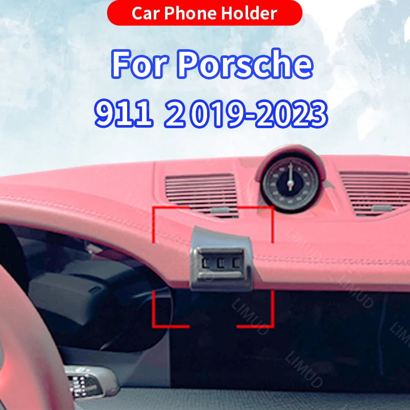 For Porsche 911 2019 2020-2022 2023 Car Phone Holder Wireless Charging Bracket Dedicated Fixed Base Auto Interior Accessories