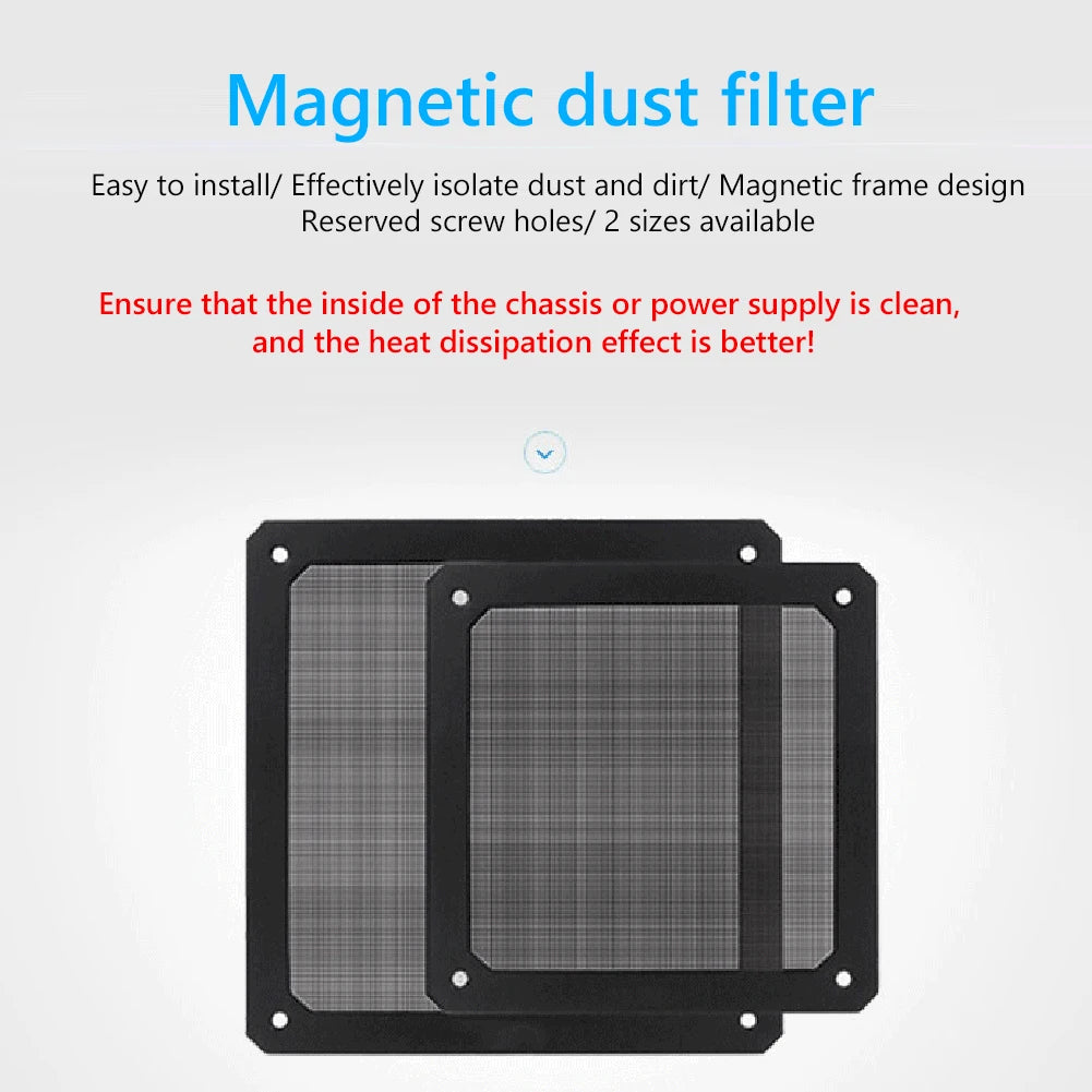1-5PCS PC Case Filter Net 8/9/12/14cm Magnetic Frame Dust Filter Dustproof Mesh Cover Net Guard with Hole Computer Accessories