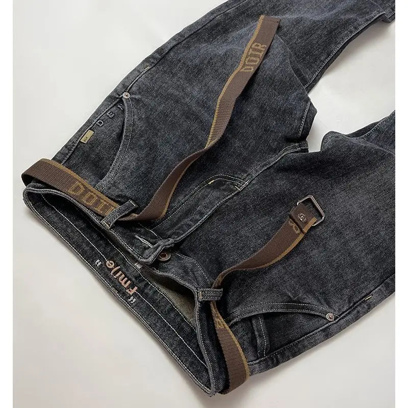 High Quality Fashion Luxury Washed Men's Slim Jeans Elasticity Black and Gray Classic Designer Cargo Denim Boyfriend Jeans Men