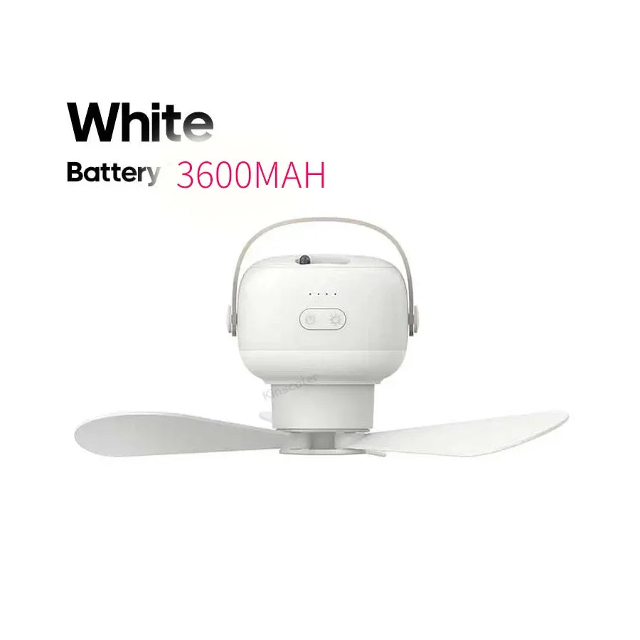 Portable Ceiling Fans Outdoor Camping Fan Tent Ventilator Cooler Rechargeable Electric Fan Remote Control LED Lighting