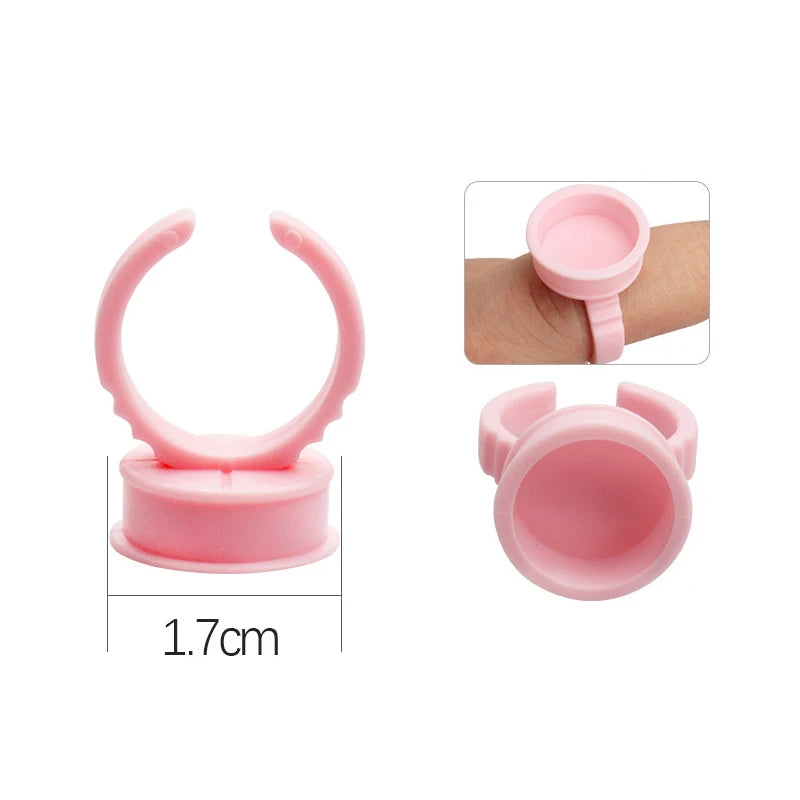AILEISHI 100Pcs Disposable Eyelash Glue Fan Cup Rings Holder Container Tattoo Pigment Eyelash Extension Tools Lash Supplies