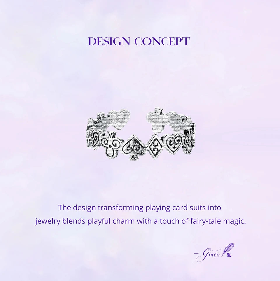 WOSTU Vintage 925 Sterling Silver Poker Card Open Ring For Women, Antique  Adjustable Stacking Party Rings Fine Gift