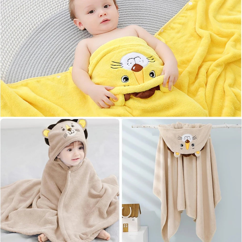 Baby Hooded Bath Towel,Ultra Soft and Absorbent Toddlers Bathrobe,Coral Velvet Thickened Bathrobe,Newborn Blanket Shower Gifts