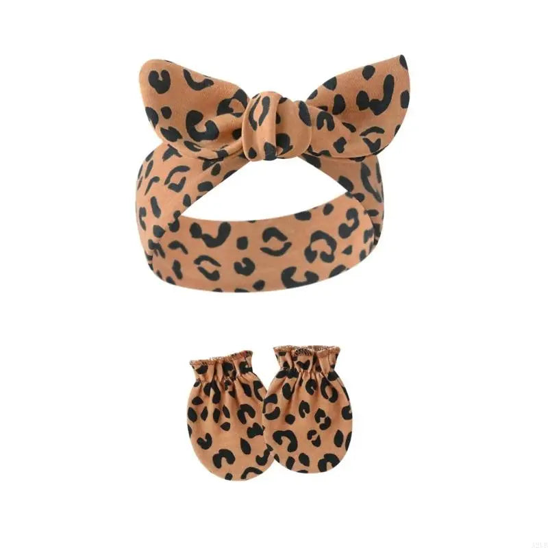 Baby Hair Accessories Set Breathable Head Wrap with Mittens Scratches Resistant for Infants Children Daily Use A2UB