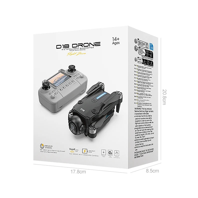 New D18 Drone Professional 8K Camera Aerial FPV Brushles Motor Avoiding Obstacle with Large Screen Remote Control Folding Drones