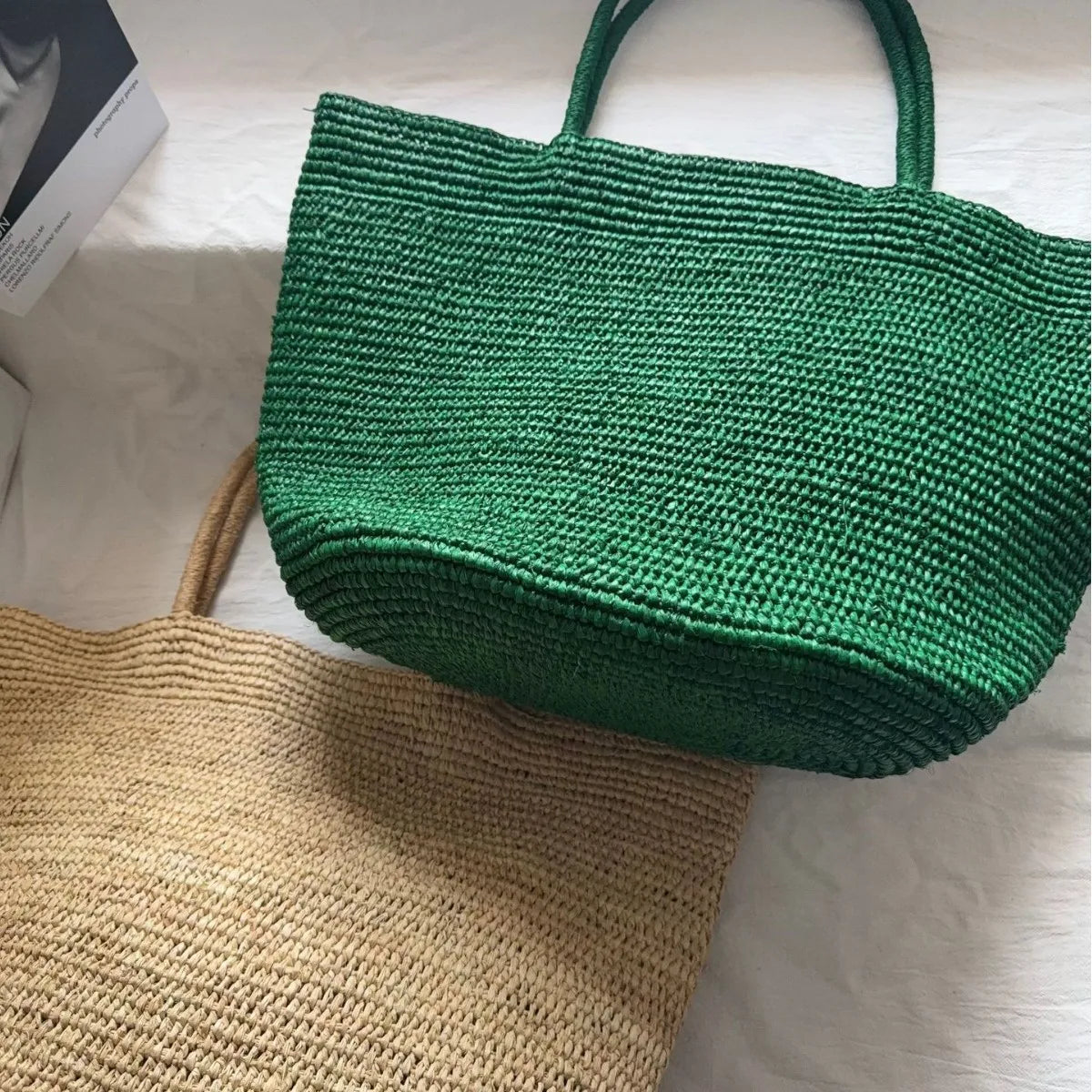 2026 Large Handwoven Rattan Tote Bag for Women Natural Straw Beach Bag Purse Luxury Shoulder Bags Handbag Summer