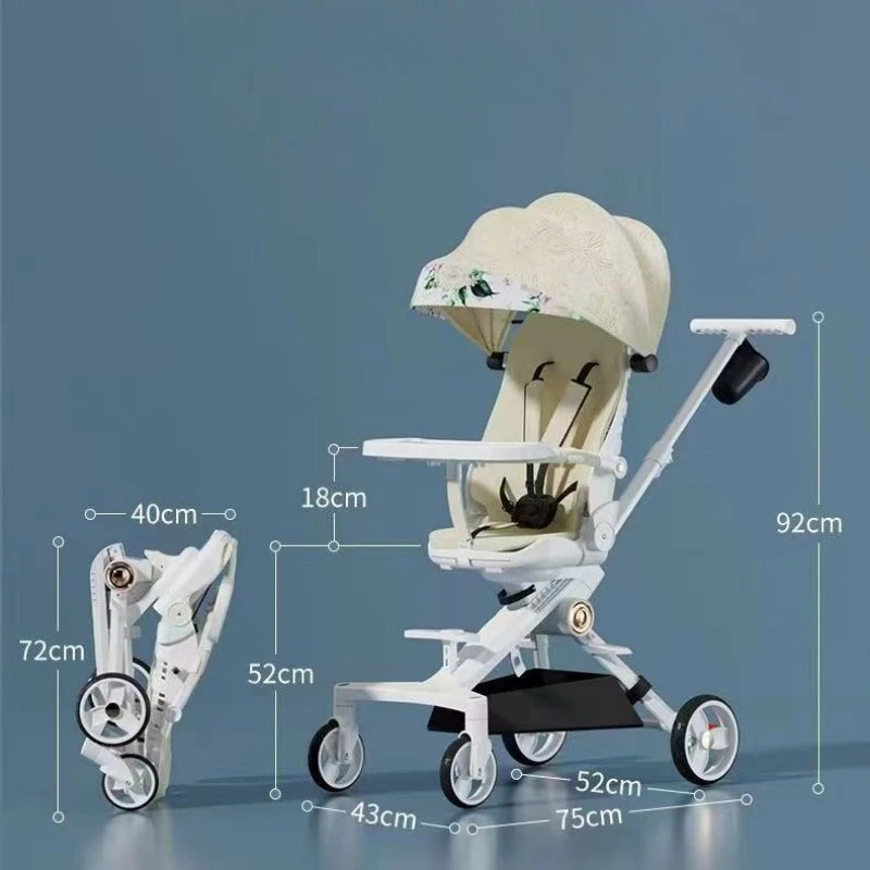 Baby Stroller Lightweight Infant and Toddler Two-way Stroller Reclining and Sitting Children's Single-pole Stroller Collapsible