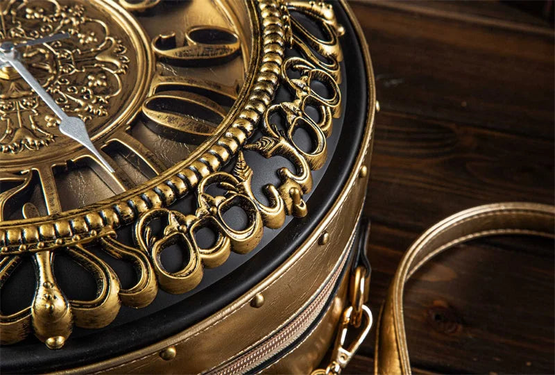 New Trendy Luxury Purses and Handbags for Women Vintage Clock-shaped Bag Round Shoulder Crossbody Tote Bag