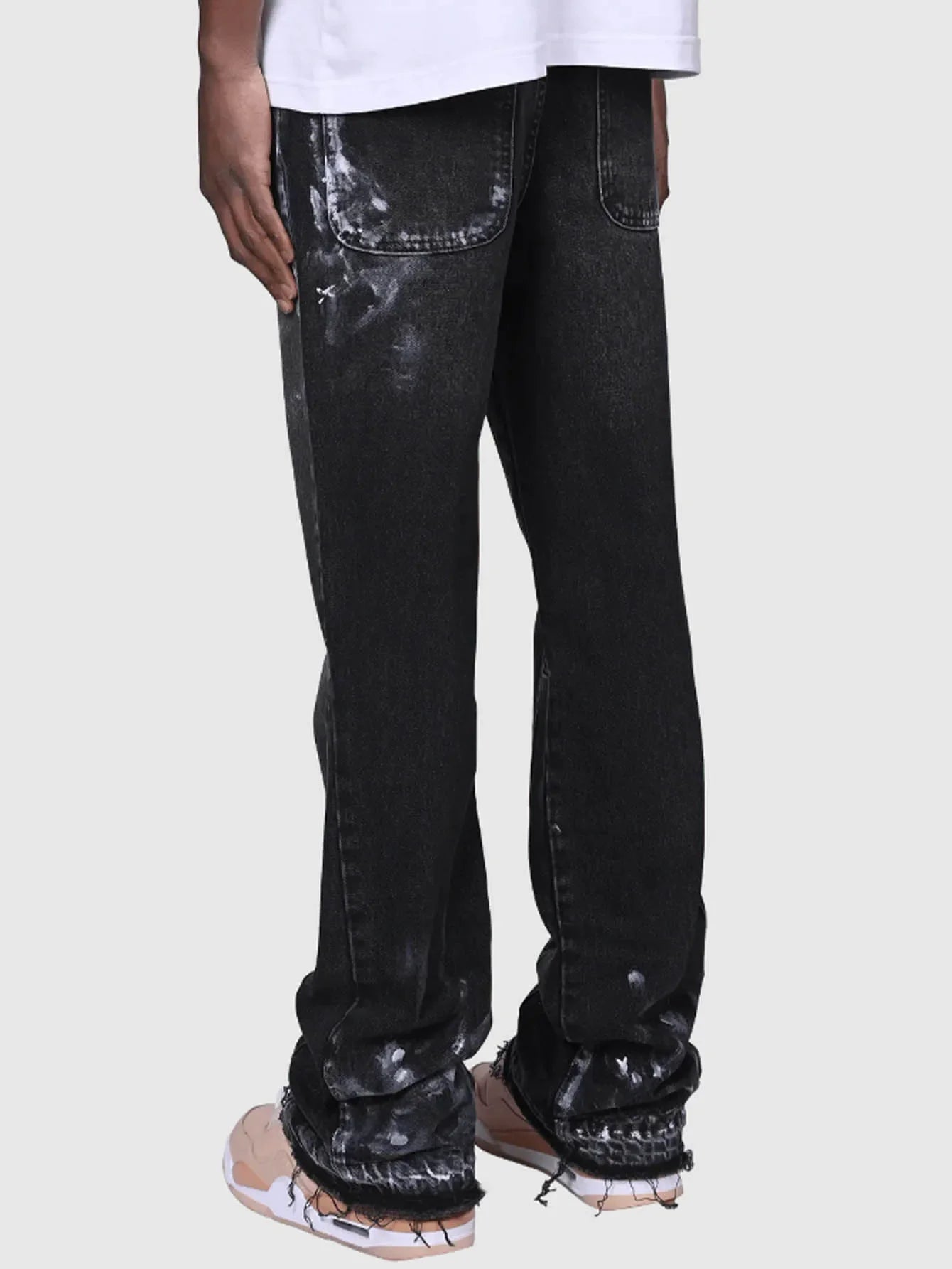 Jeans Men Denim Pant Vintage Straight Pants Mid Waist Stretch Distressed Washed Pockets Button Trousers 2025 Streetwear Denims