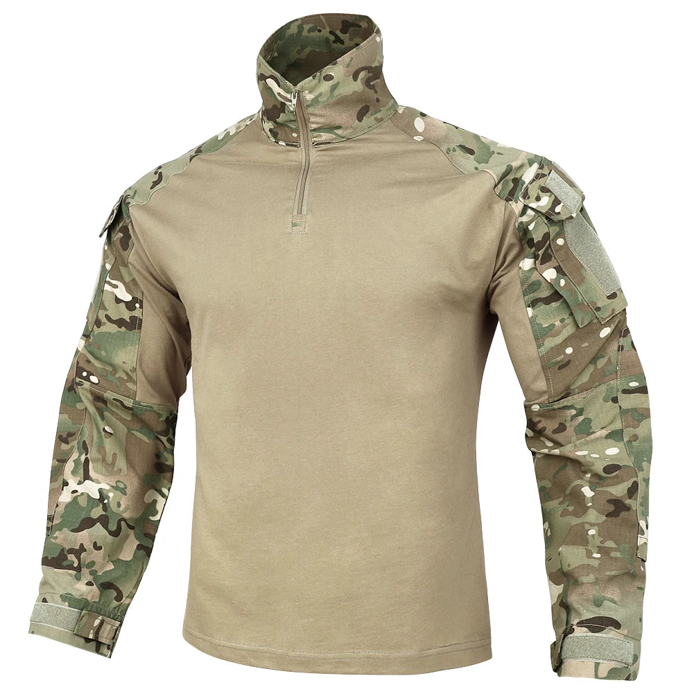 KRYDEX Combat G3 Shirt Tactical Hunting Outdoor Clothes Shirt with Elbow Pads Tiger Stripes Camo Ranger Green Gen3 Shirt
