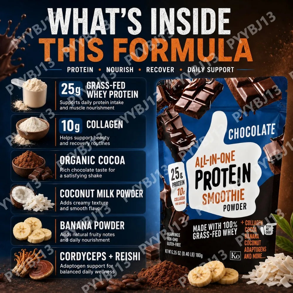 All-in-One Protein Powder Cookies Cream Protein Supplement Powder 25g Protein 10g Collagen Grass-Fed Whey For Men & Women 180g