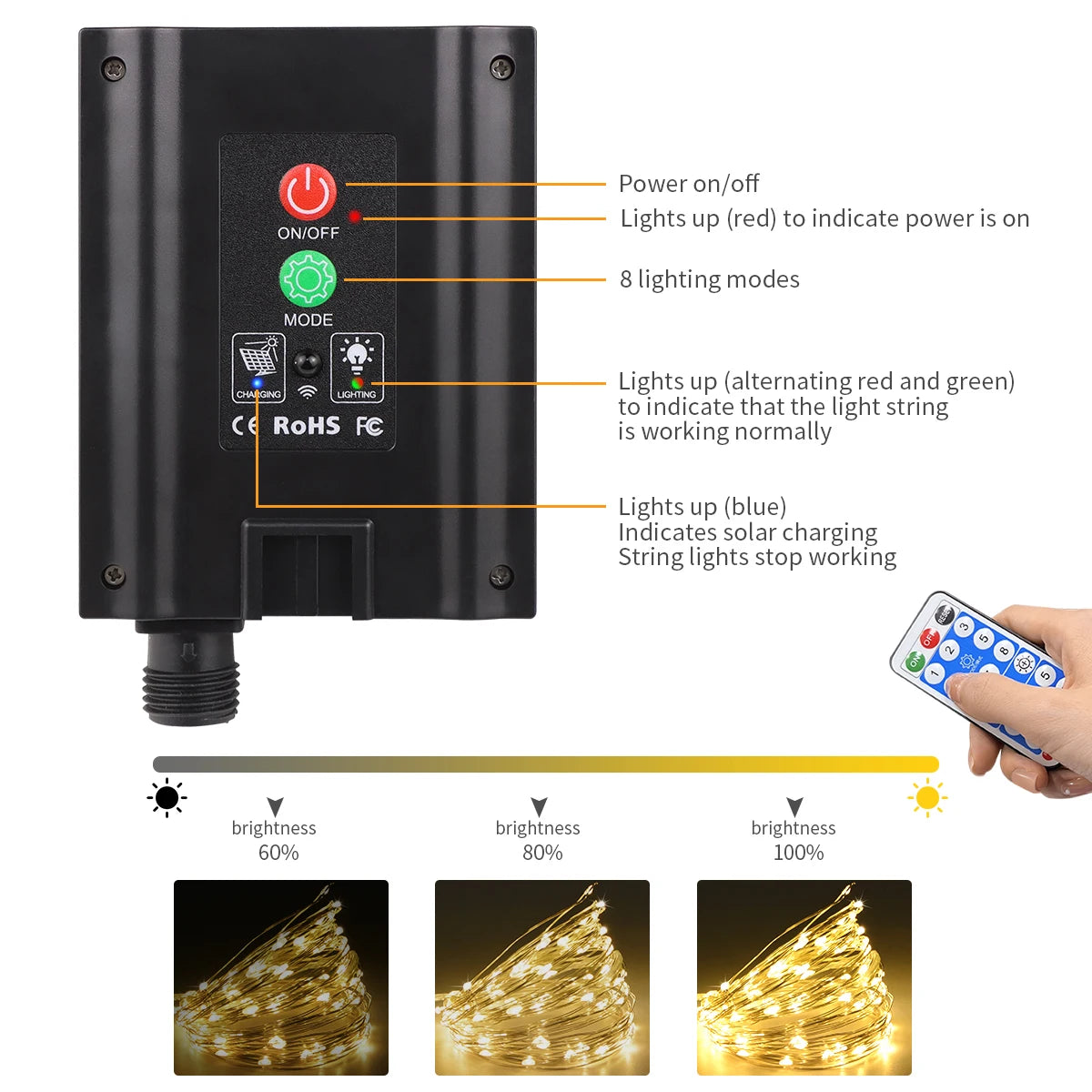 LED Strip Solar In-Ground Copper Lights Solar Garden Light Outdoor Waterproof Landscape Lighting for Yard Patio Holiday Decor