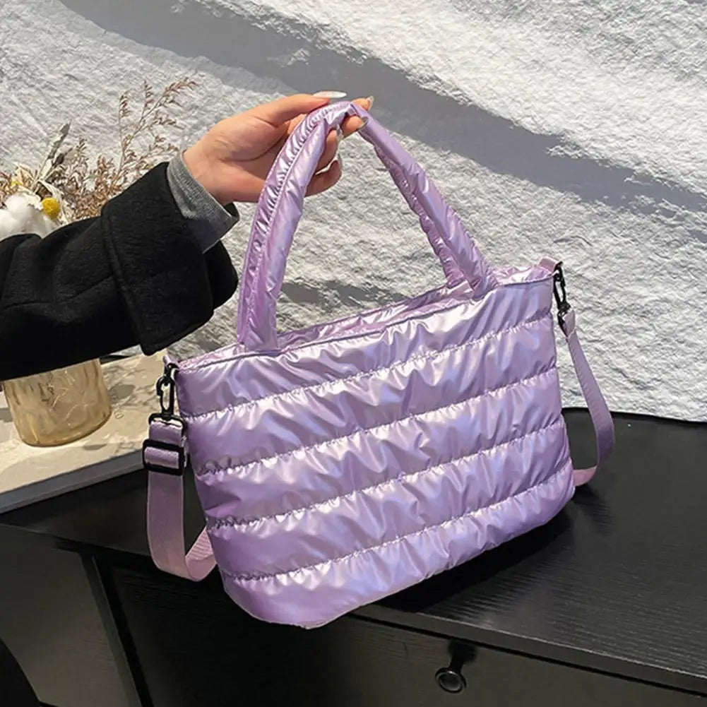 Large Tote Padded Handbags Designer Quilted Women Shoulder Bags Luxury Nylon Down Cotton Crossbody Bag Winter Tote Big