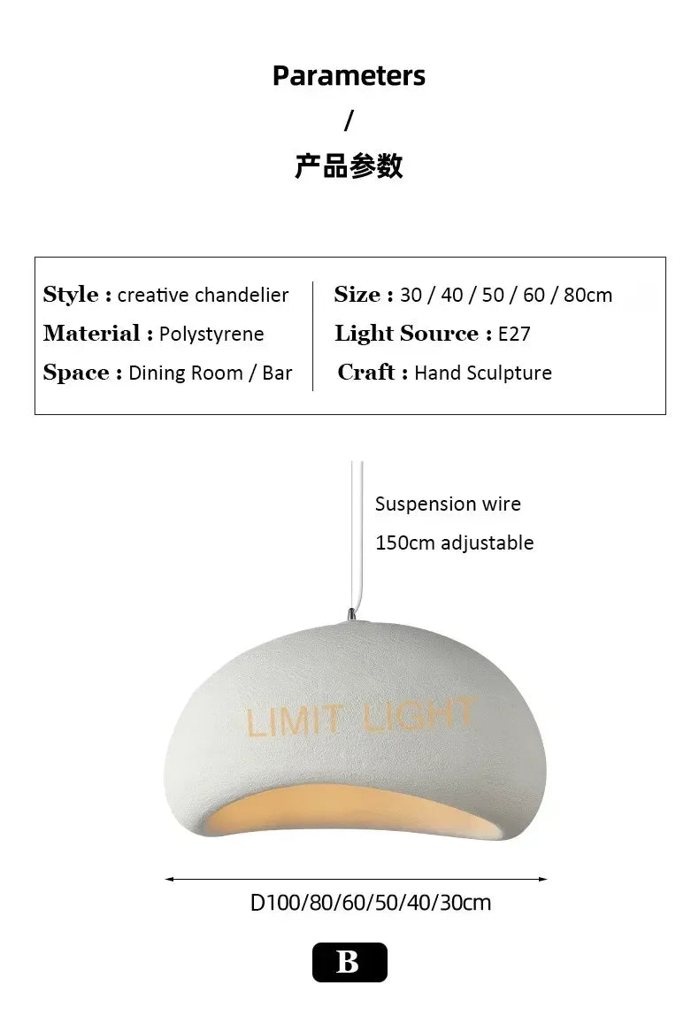 Japanese Wabi-Sabi Chandelier Modern Minimalist Dining Living Room Pendant Light Bedroom Bar Designer Homestay E27 Hanghing Lamp