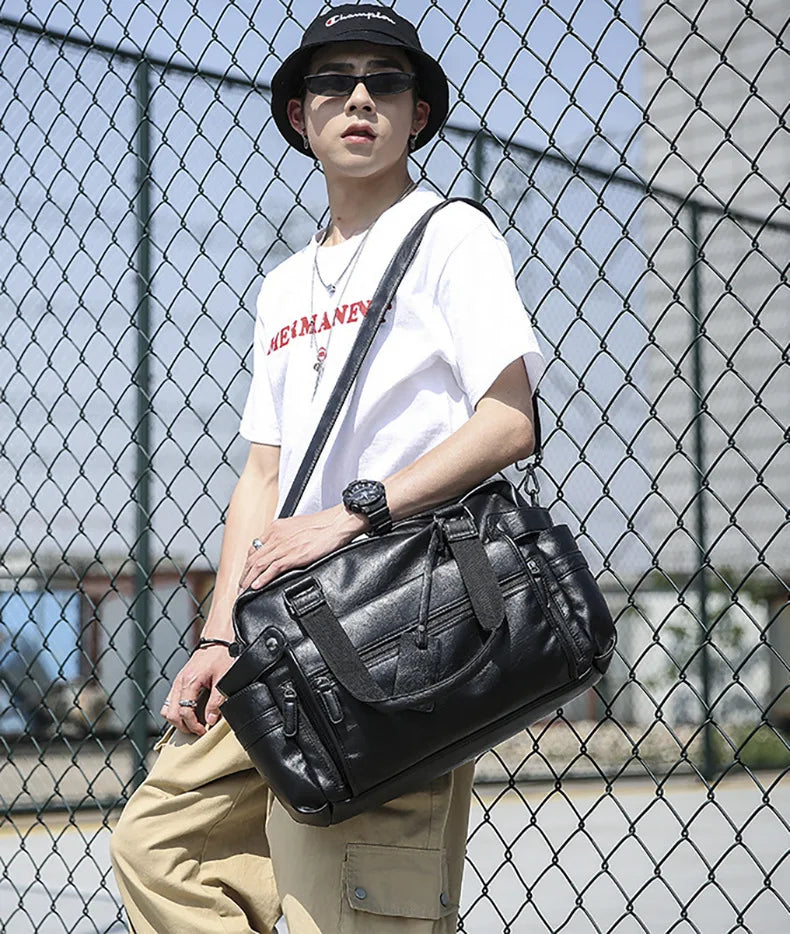 Luxury Crossbody Bags Men Handbag Large Capacity Travel Tote Soft PU Leather Business Men's Crossbody Bag Shoulder Messenger Bag
