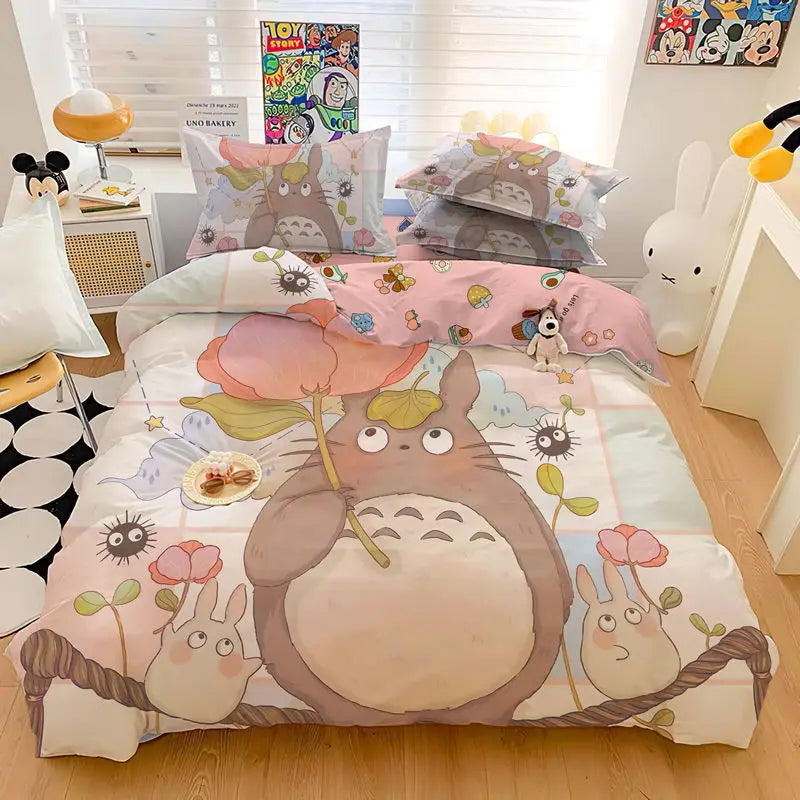 3D Exquisite Cartoon Print Duvet Cover My Neighbor T-Totoro Bedding Set Comforter Bed Youth Home Decor Kids Boys Girls Gift