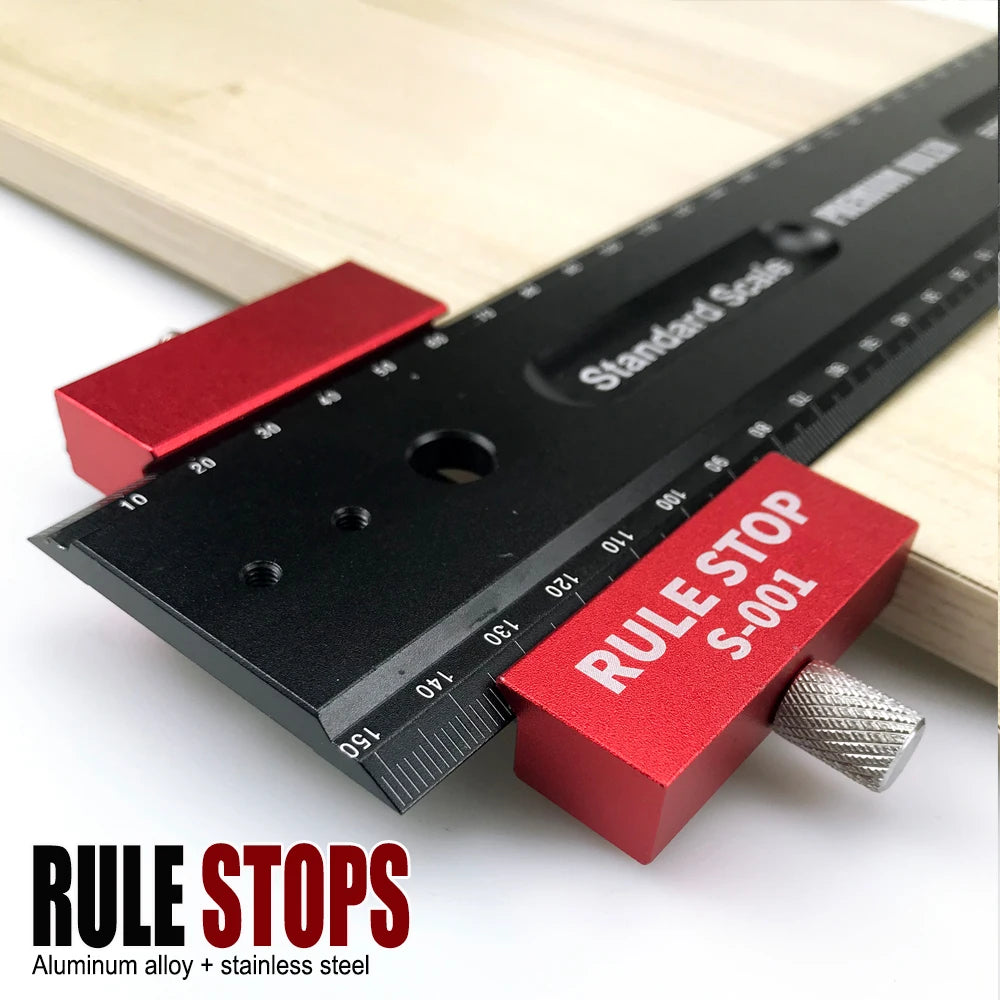 Convenient Rule Stop Woodworking Tools Steel Ruler Positioning Block Carpenter Scriber Gauge Marking Tool