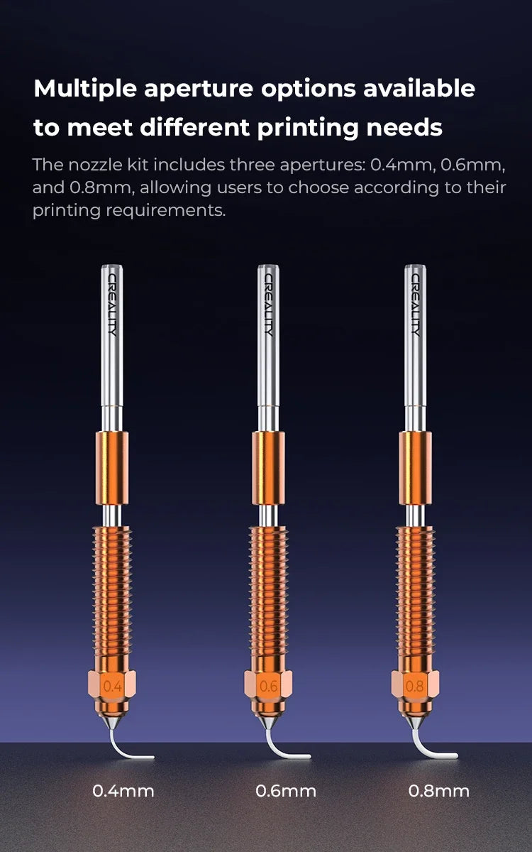 Creality K1C Nozzles Kit Unicorn Quick-Swap Nozzle 0.4/0.6/0.8mm Hardened Steel High-Speed for K1C / Ender 3 V3 Upgraded parts