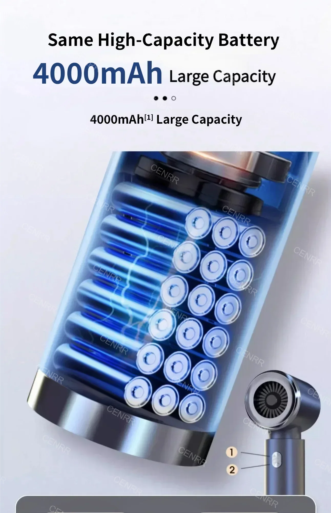 CENRR 210000PA Car Vacuum Cleaner High Suction Wireless Vacuum Cleaner Cordless Vacuum Cleaner for Car Cleaning Machine