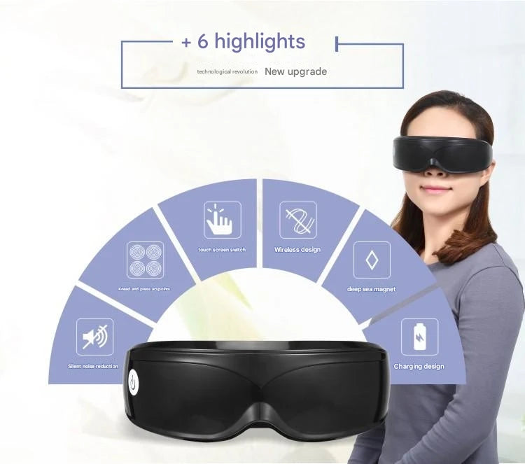 Eye Massager with 9 Modes and Multi Frequency Vibration 22 Magnets for Eye Massage Caring for Eye Health and Safety Materials