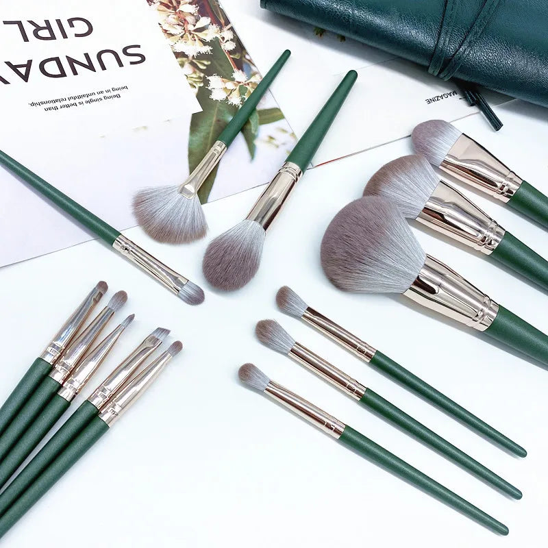 KLINA 14Pcs Makeup Brushes Soft Makeup Tools Cosmetic Powder Eye Shadow Foundation Blush Blending Detail Eyebrow Lip Beauty