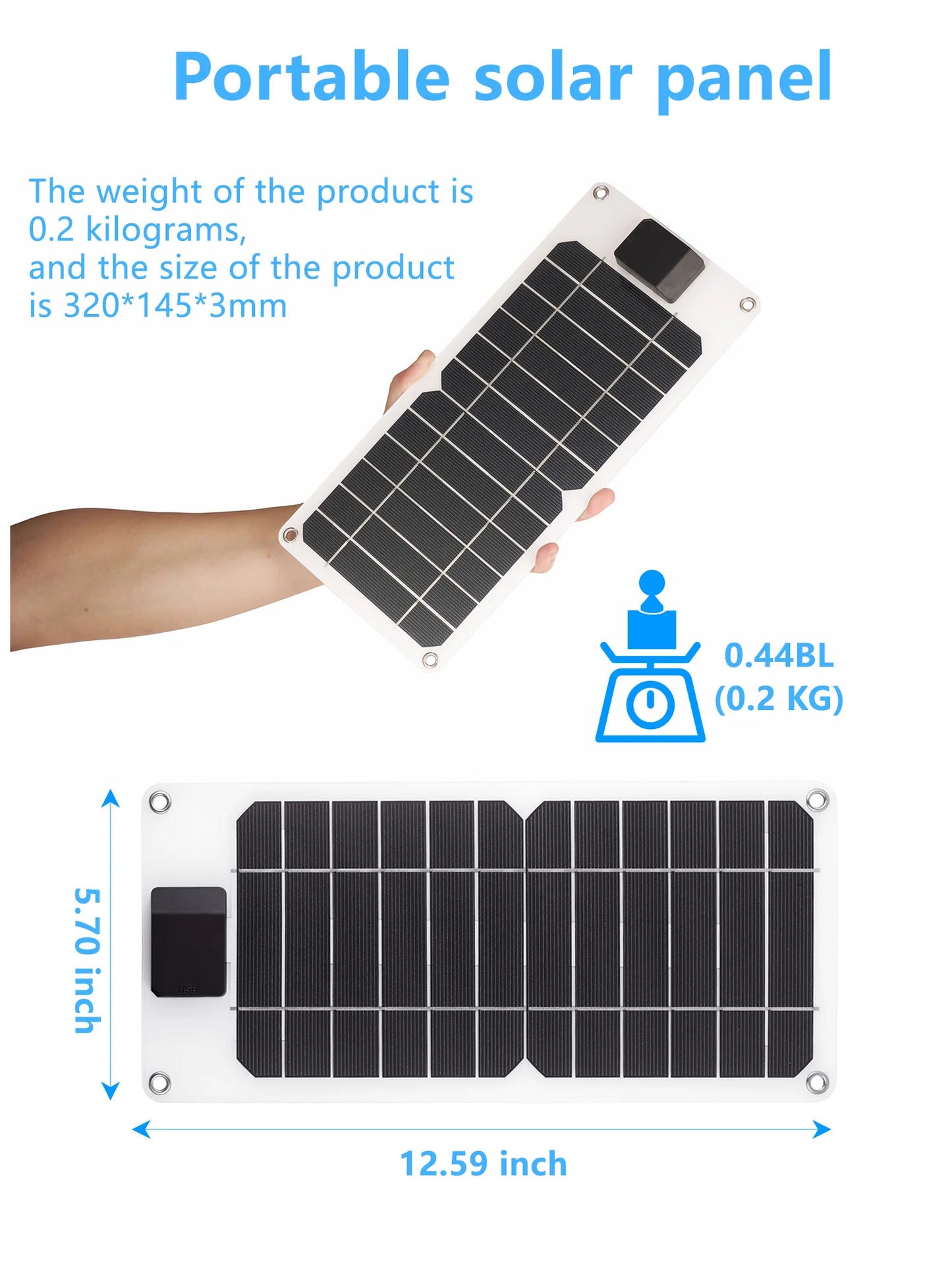 ELEGEEK 60W Solar Panel Charger,5V USB Portable Battery Charger for Cell Phone Outdoor Waterproof Power Bank for Camping