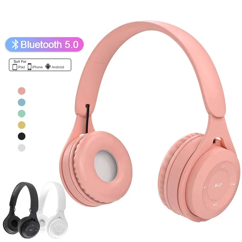 Y08 Macaron Wireless Bluetooth Headband Headphones with Mic Stereo Gaming Headset Gamer Girl Gift for Mobile Tablet