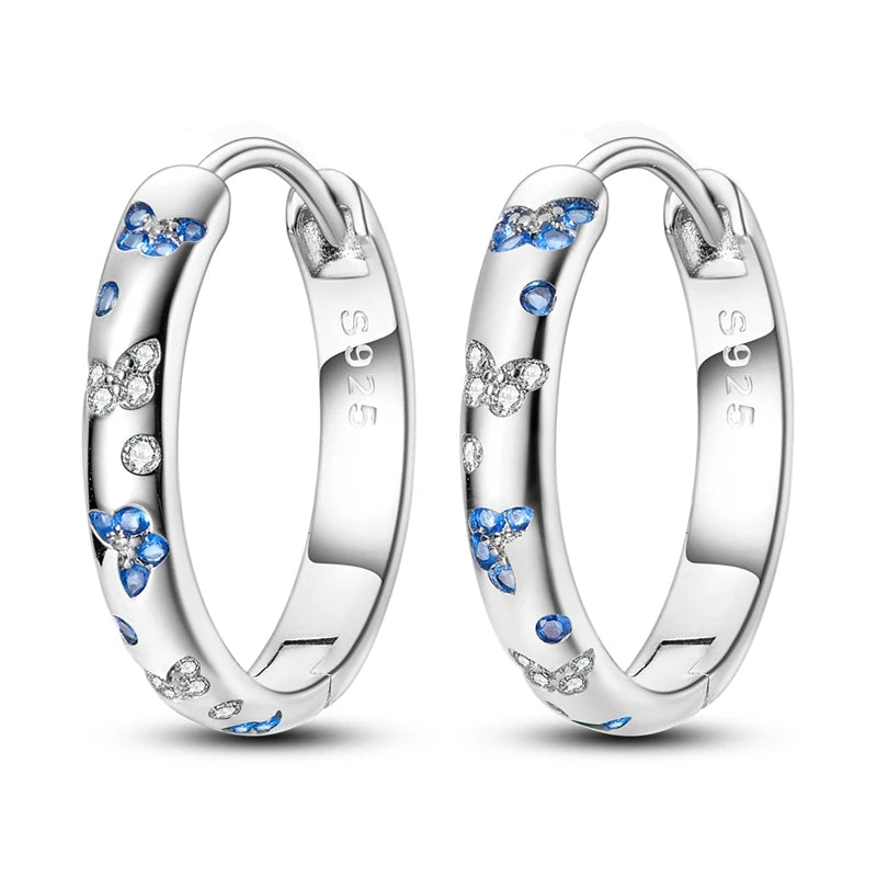 925 Sterling Silver Butterfly Earrings Women Sparkling Zirconium Hoop Earring For Anniversary Wedding Jewelry Gifts