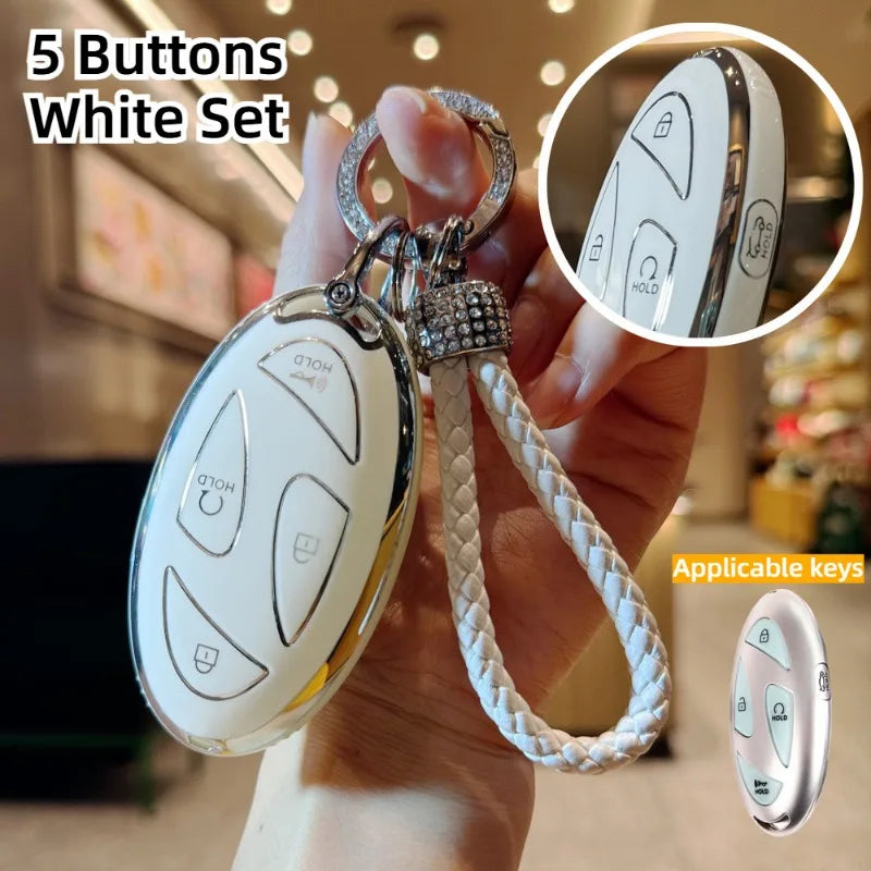 TPU 5/7 Buttons Smart Car Key Case Cover, Fit for HYUNDAI Ioniq 6 Grandeur GN7 KONA 2023-2024, Keyless Auto Accessories