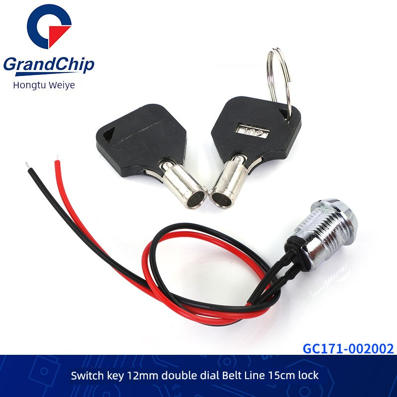12mm Switch Key with Wire Power Lock Elevator Base Station Lock off/on Telephone Lock Switch Single Dial/Double Dial
