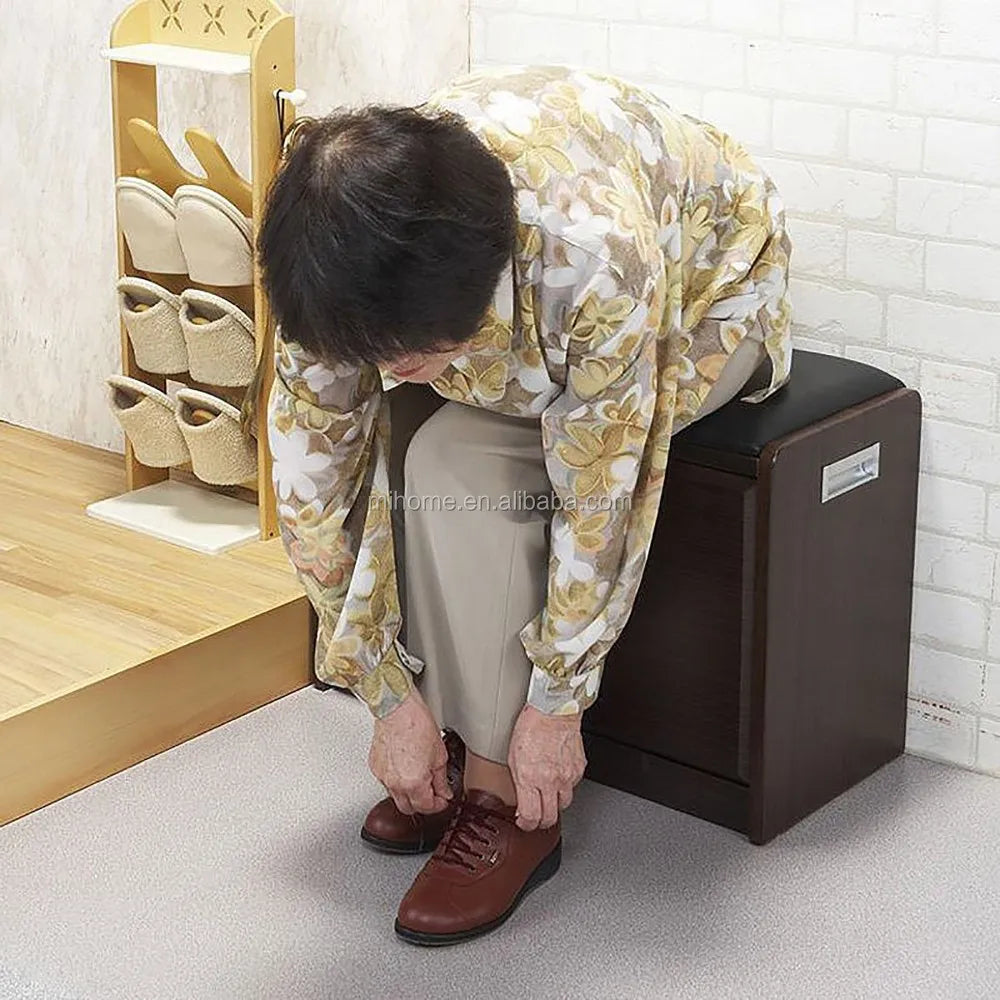 Shoe cabinet, closet, wooden Ottoman bench