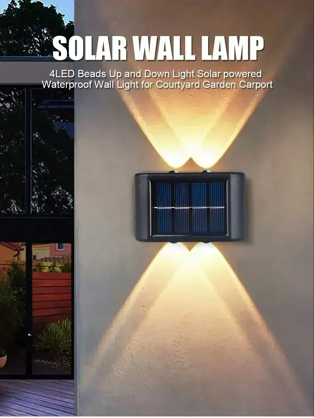 4/6/8 LED Solar Double-headed High Brightness Wall Lights Garden Lights Door Sign Wall Lights Outdoor Waterproof Wall Decor Led