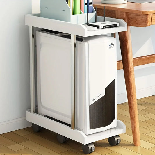 Computer Tower Stand, PC Stand with 2 Layers of CPU Stand and 6 Locking Feet Wheels Suitable for Most PCs