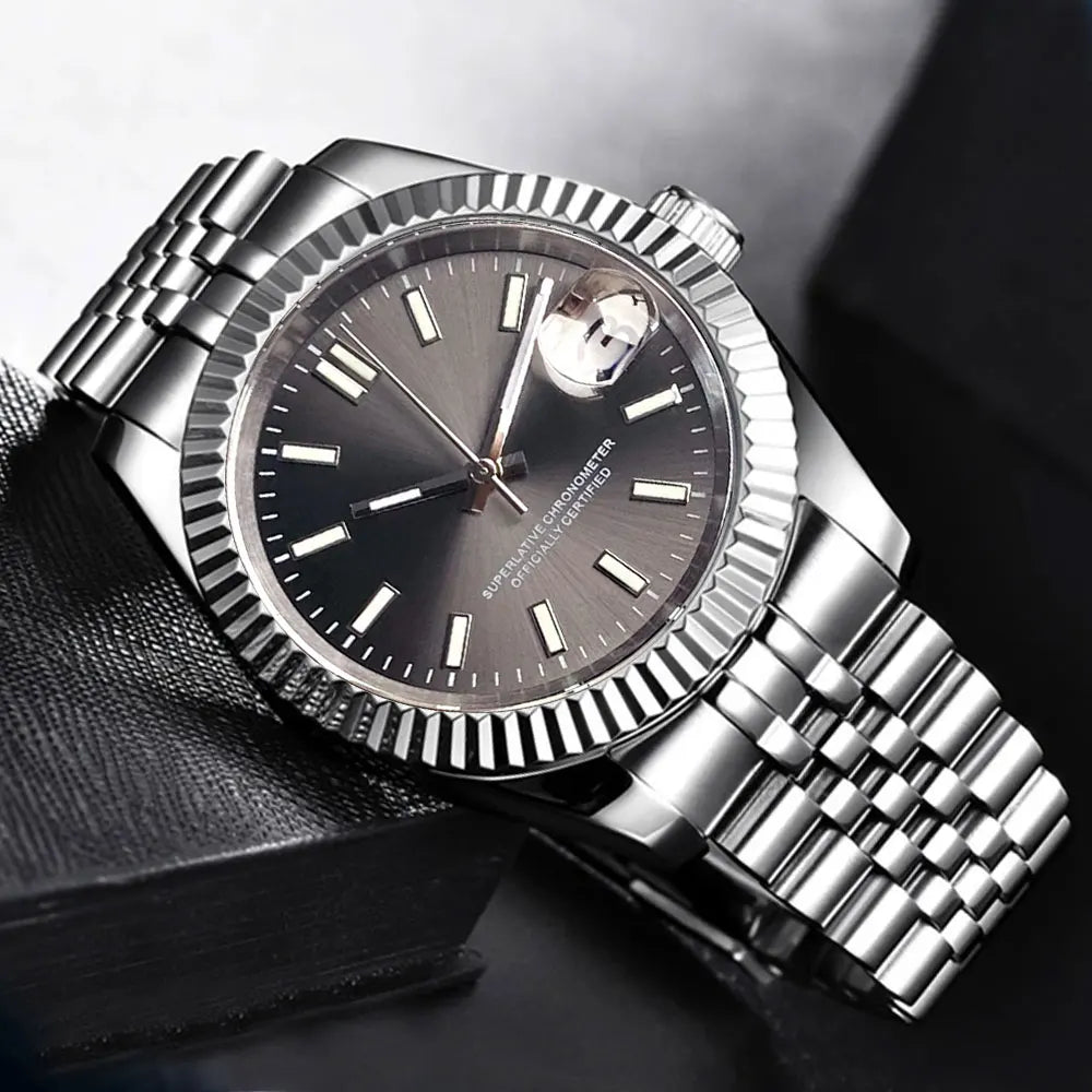 Tandorio New Round Sapphire Glass 200m Waterproof Black Sunbrust Dial Japan NH35A Automatic Mechanical Movement Men's Watch