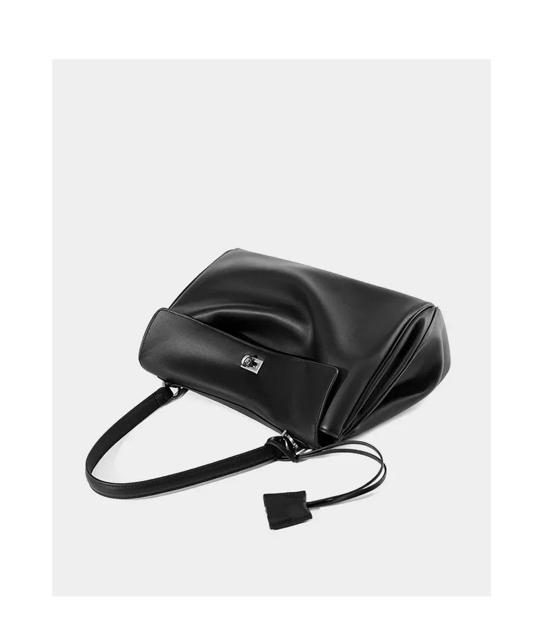 2025 New Luxury Tote Bag for Women Genuine Split Cow Leather Crossbody Shoulder Bag Top-Handle Work Lock Closure Underarm Purse