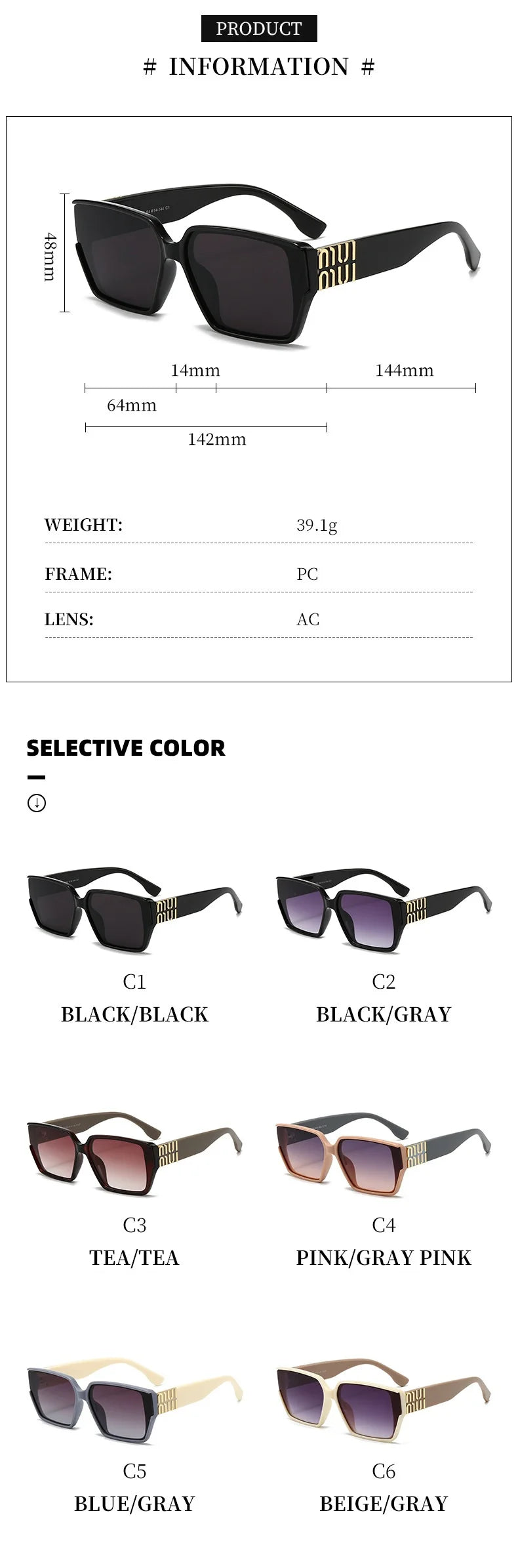 Fashion MM Designer Sunglasses for Women and Men Stylish Square Luxury Glasses Unisex Trend Vintage Shades UV400