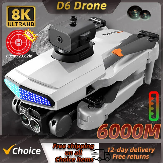 New D6 Mini Drone 4k Profesional 8K HD Camera Obstacle Avoidance Aerial Photography Brushless Foldable Quadcopter Gift Toy 6000M