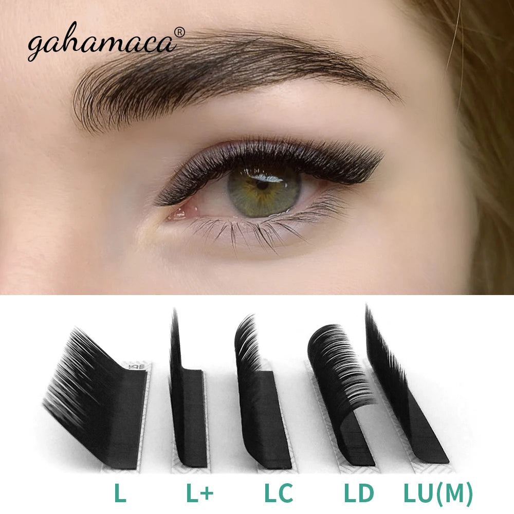 GAHAMACA W Shape Eyelash Extensions L/LU 3D Premade Volume Fan Lashes W Style Lashes Comfortable Faux Mink Natural Eyelash