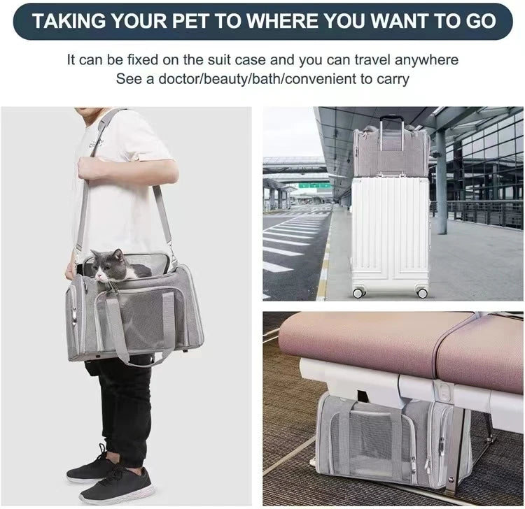 Portable Dog Carrier Bag for Small Medium Cats Dogs,Airline Approved Carrier Soft Sided, Collapsible Travel Puppy Carrier