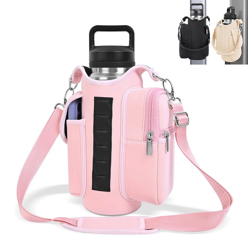 Magnetic Gym Bag Water Bottle Carrier Holder with Adjustable Shoulder Strap, 40oz Magnets Magnetic Gym Bag Bottle Pouch Sling