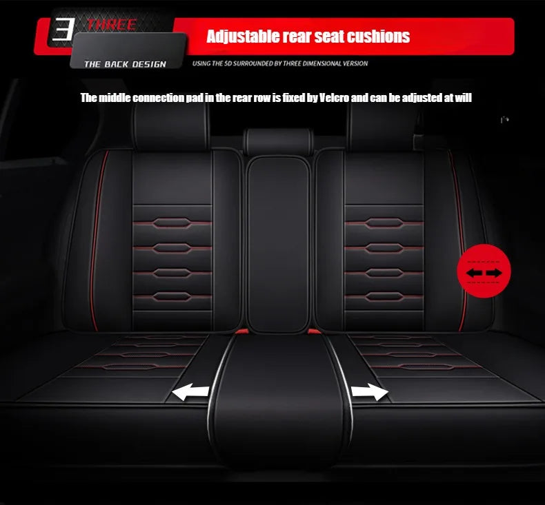 5- Seater Full Seat Universal Car Seat Cover, Breathable and Waterproof Faux Leather Automotive Seat Covers for Cars SUV Sedan