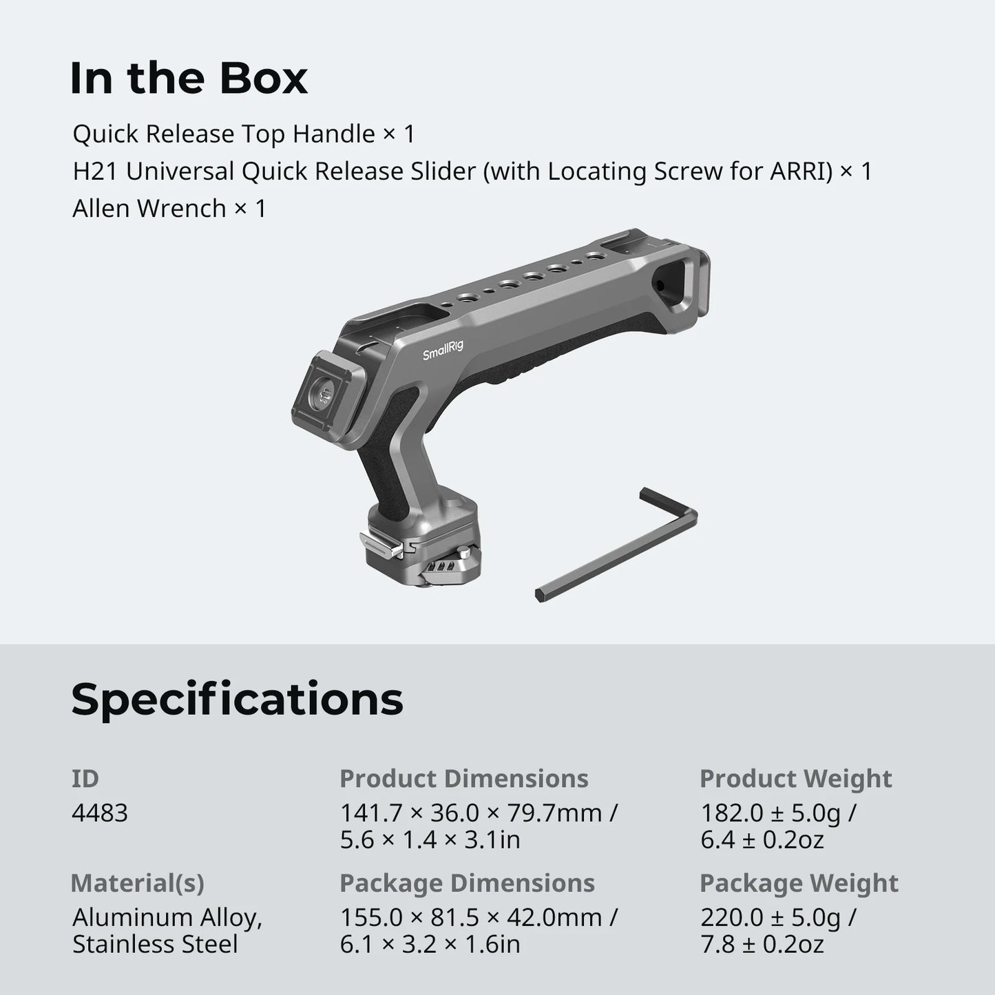 SmallRig HawkLock H21 Quick Release Top Handle Kit for  with HawkLock Cages, Plates, And Other Accessories With Sliders -4483