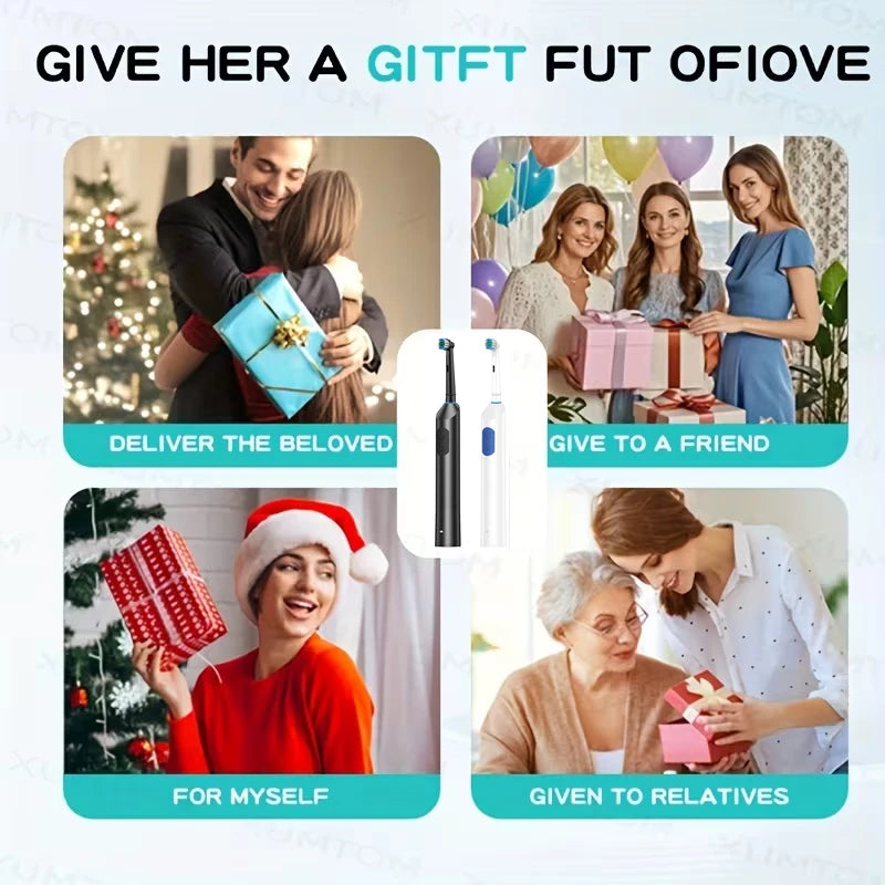Nwe Rotating Electric Toothbrush, 5 Modes USB Rechargeable Rotary Electric Toothbrush with Timer, Travel Case and 4 Brush Heads