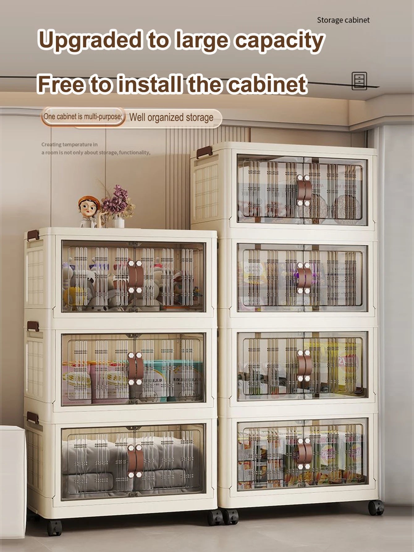 Large Capacity Folding Storage Cabinet - Dustproof Wardrobe Closet Organizer Easy Install