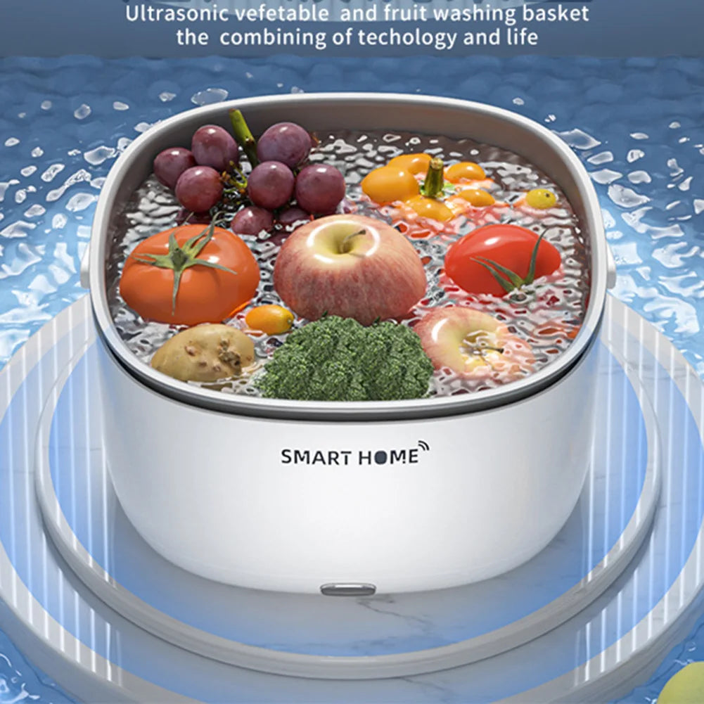 Ultrasound Electric Vegetable Washers Household Food Grains Purifie Basket Kitchen Gadgets for Tableware Bottles Home Appliance