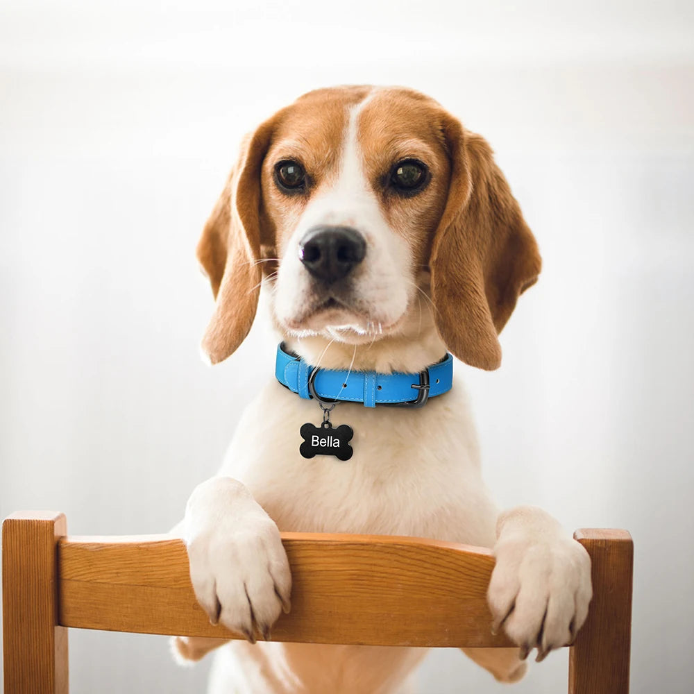 Soft Padded Dog Collar PU Leather Dogs Collars Adjustable For Small Medium Large Dogs Beagle Collar Pitbull Bulldog Chihuahua