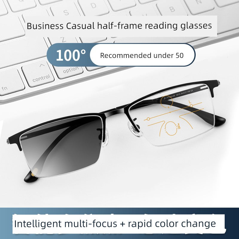 Yupingtang Super Light Presbyopic Glasses Men's Brand Anti-Blue Light Dual-Use Zoom Color-Changing Old Presbyopic Glasses Men